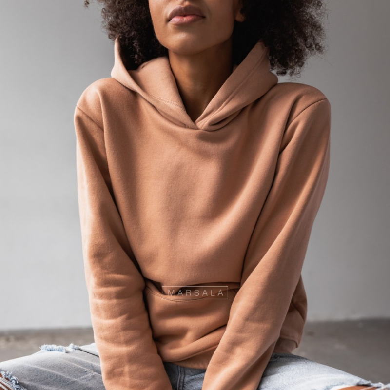 Pulover s kapuco BASIC Biscuit - By Marsala