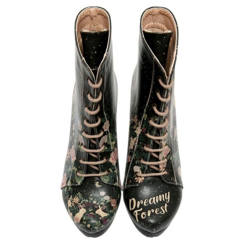Potiskani škornji s peto Dreamy Forest - DOGO