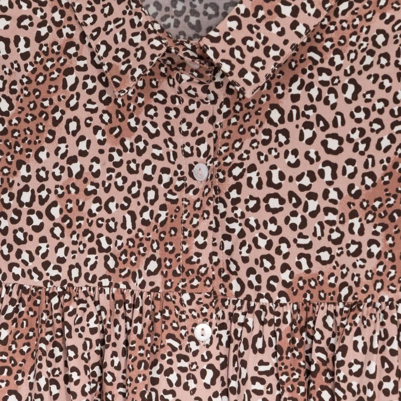 Ohlapna obleka Leopard za punce iz viskoze in bombaža - Mayoral
