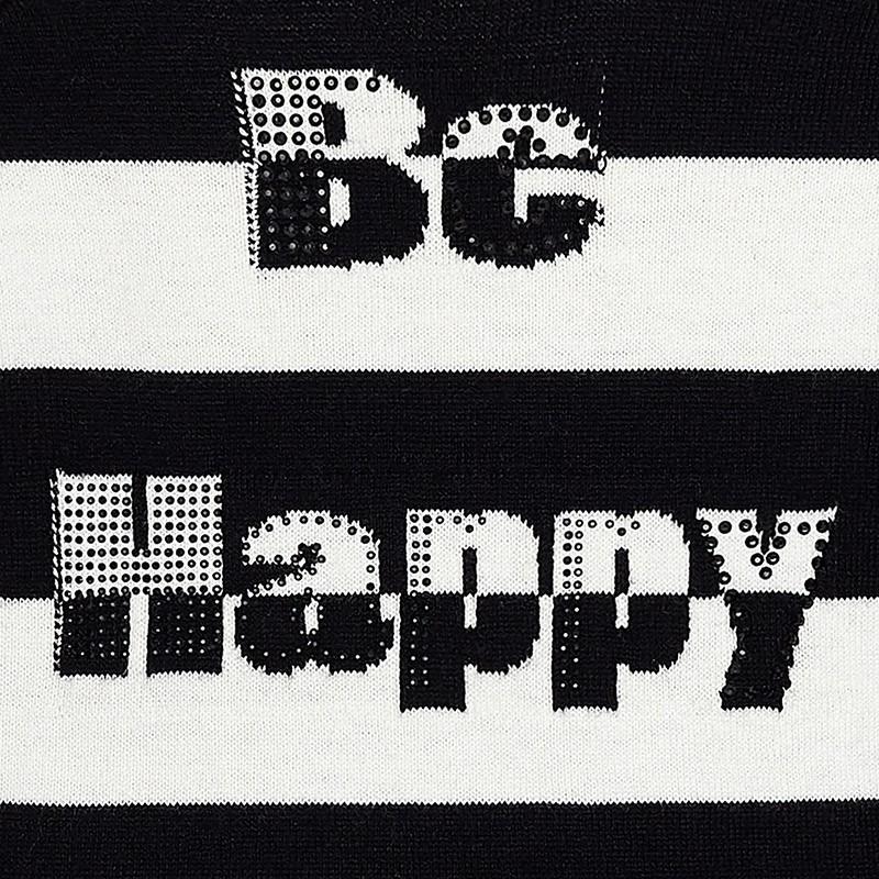 Črtast črno - bel pulover za punce BE HAPPY - Mayoral