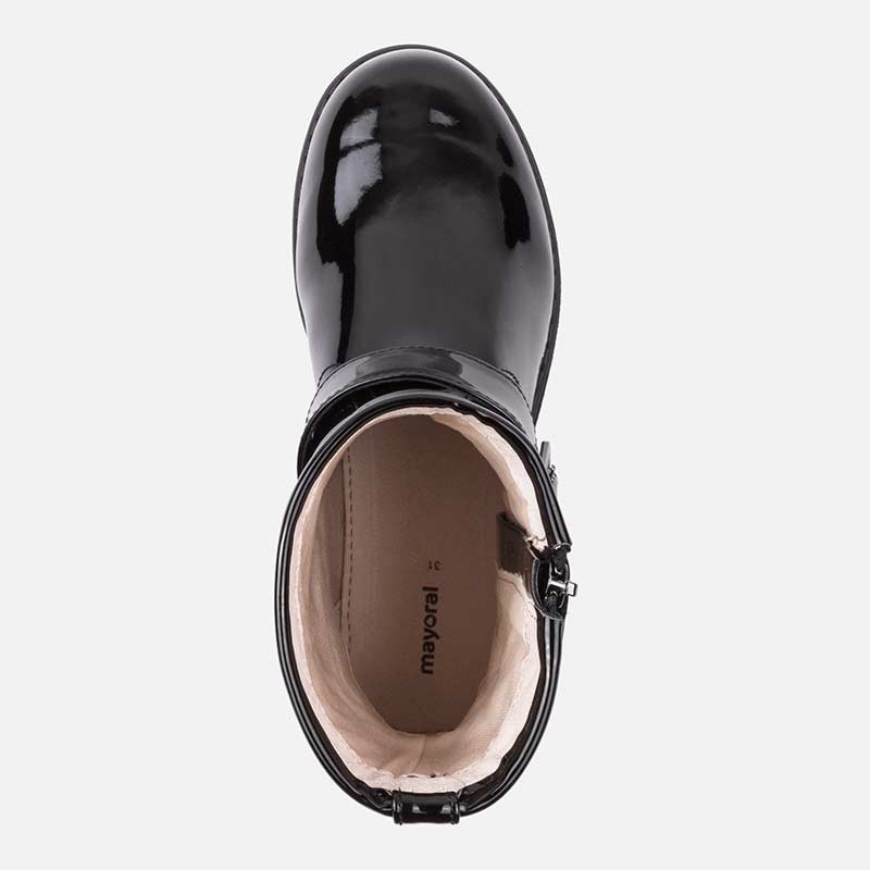 Črni lakasti škornji s šnolo za punce - Mayoral