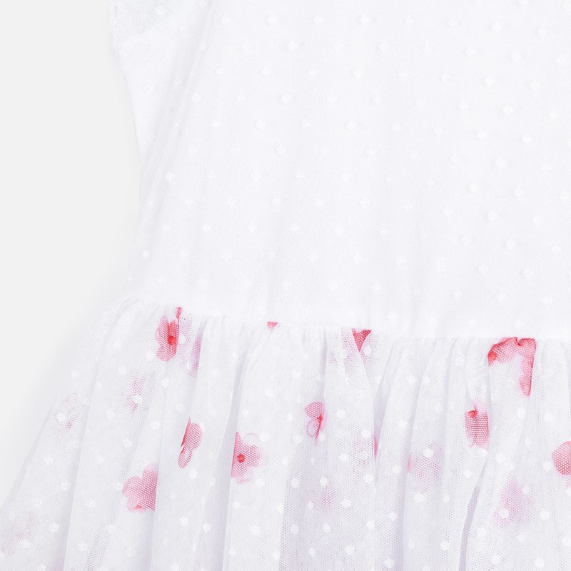 Bela svečana obleka s cvetličnim spodnjim delom za punce - Mayoral