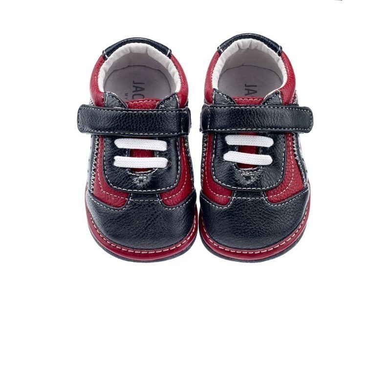 Jack & Lily - My Shoes - Trainer Red/Black - usnjene črno-rdeče superge