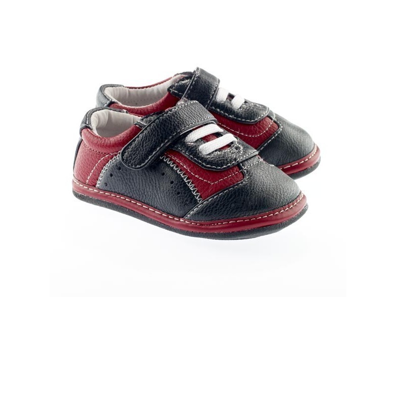 Jack & Lily - My Shoes - Trainer Red/Black - usnjene črno-rdeče superge