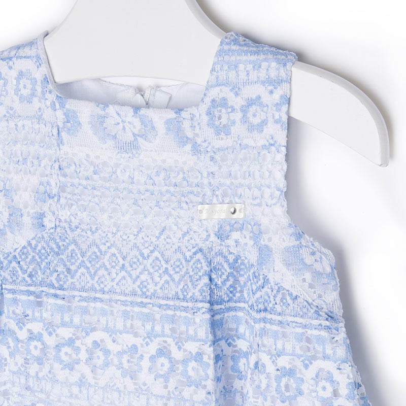 Obleka za deklice v modro-beli čipki - Mayoral