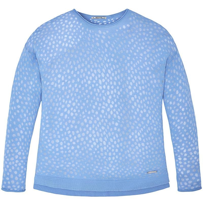 Lahek, prosojen pulover za punce v modri barvi - Mayoral