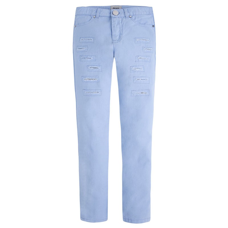 Jeans natrgane hlače v svetlo modi barvi za punce - Mayoral