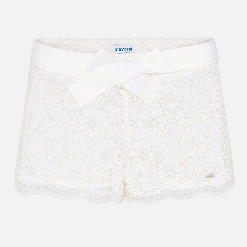Bele čipkaste kratke hlače za punce - Mayoral