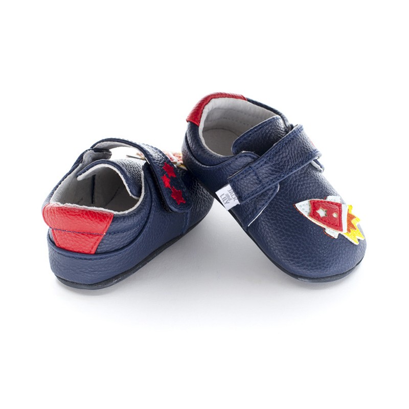 Usnjeni copati Riley Rocket Navy za fantke - Jack & Lily
