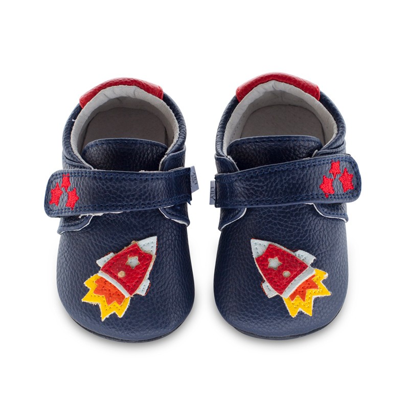 Usnjeni copati Riley Rocket Navy za fantke - Jack & Lily