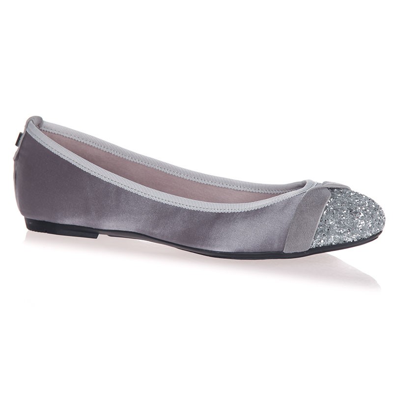 Balerinke s spominsko peno CHARLOTTE Grey Satin/Silver Glitter - Butterfly Twists