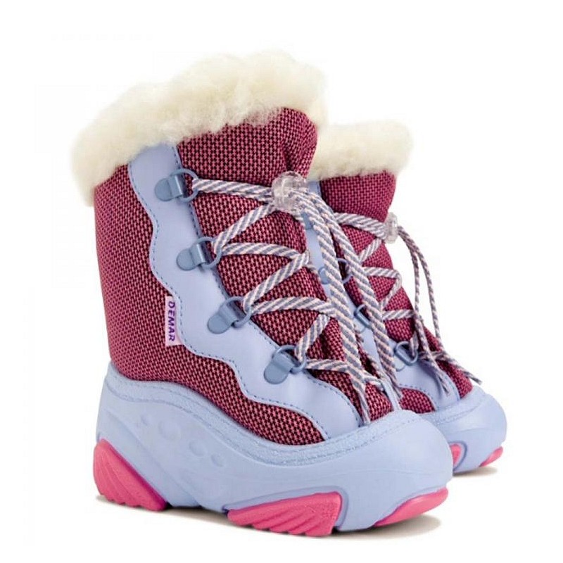 Zimski škornji podloženi s 10% volno Snow mar v roza barvi za punčke - Demar