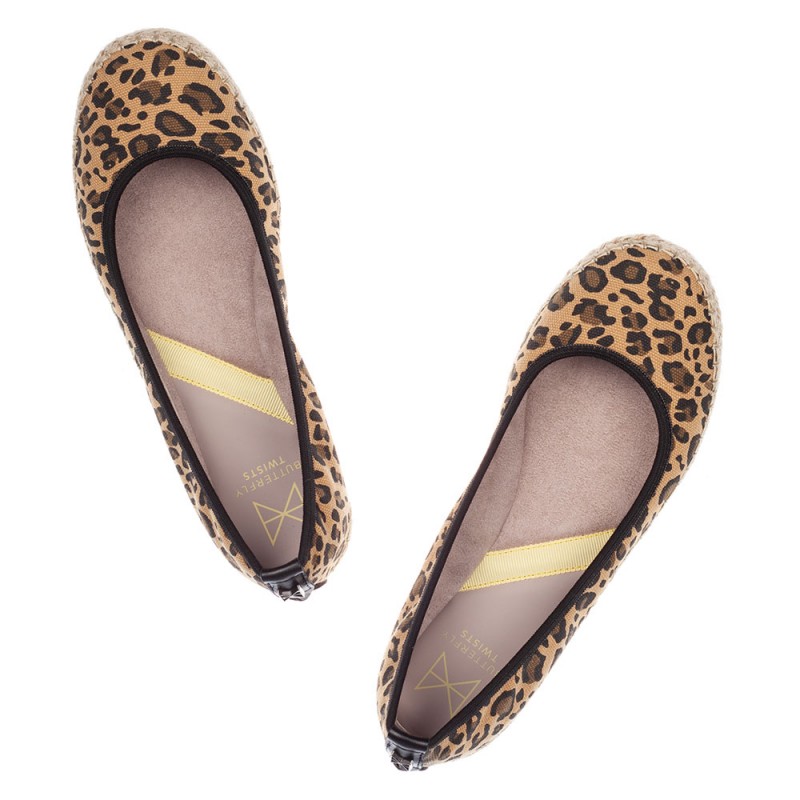 Platnene espadrile za ženske GIGI TAN LEOPARD - Butterfly Twists