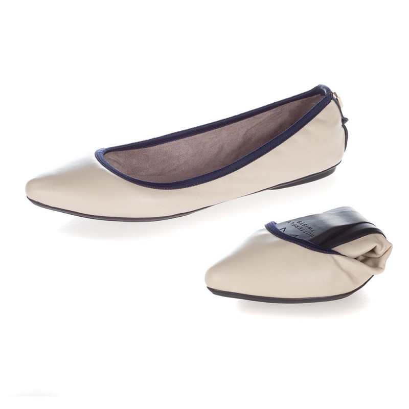 Balerinke s spominsko peno JANEY Cream Navy - Butterfly Twists