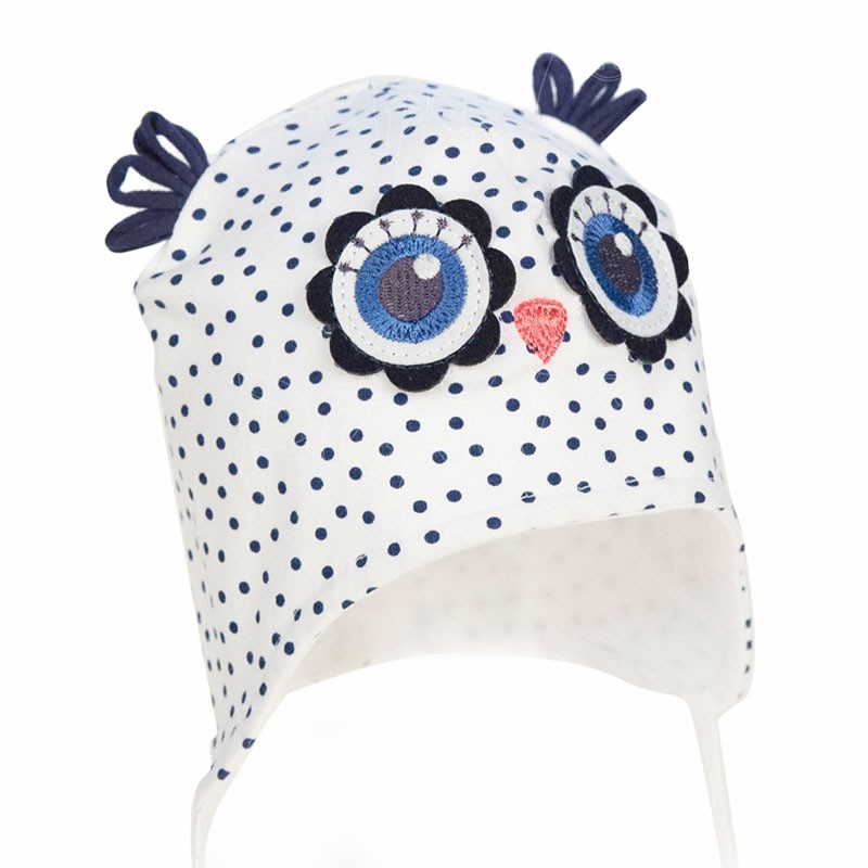 Pomladanska kapa Owl modra z trakci za deklice - Pupill