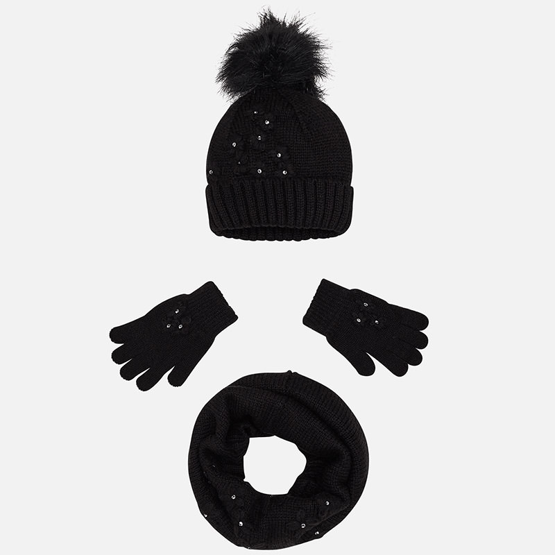 Kapa, šal in rokavice za punce BLACK - Mayoral