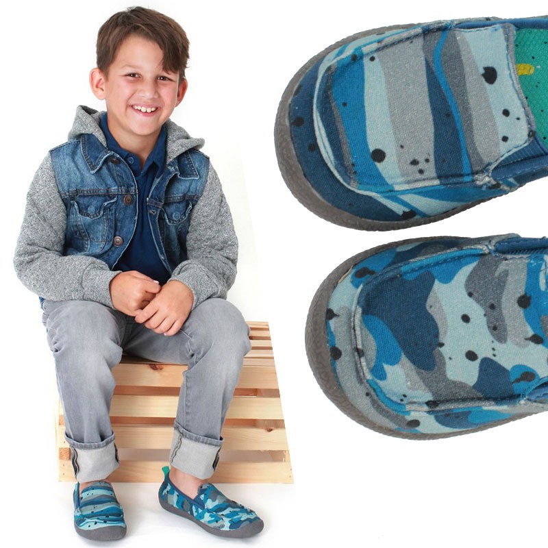 Mokasini za fante Scout v potisku Camo Blue - Chooze