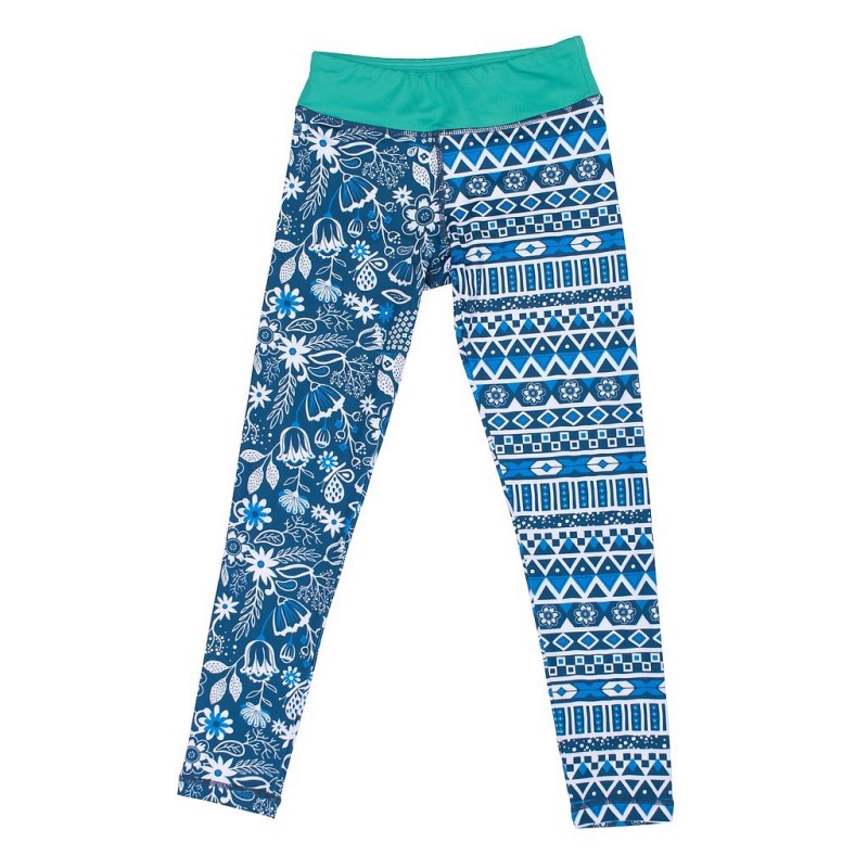 Športne 3/4 legice Croppped Leggings za punce v Amaze Blue potisku - Chooze