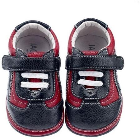 Jack & Lily - My Shoes - Trainer Red/Black - usnjene črno-rdeče superge