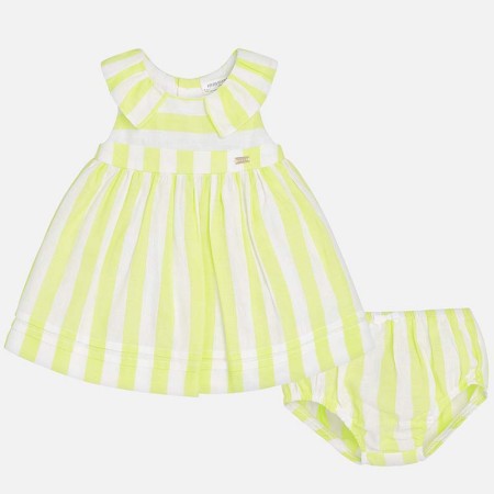 Bombažna poletna obleka za punčke v poletnem, antracit rumenem barvnem potisku - Mayoral