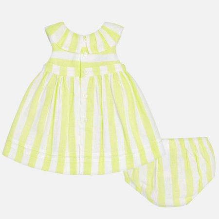 Bombažna poletna obleka za punčke v poletnem, antracit rumenem barvnem potisku - Mayoral