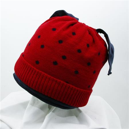 Zimska kapa z ušeski Dot v rdeče-modri kombinaciji za punce - Pupill