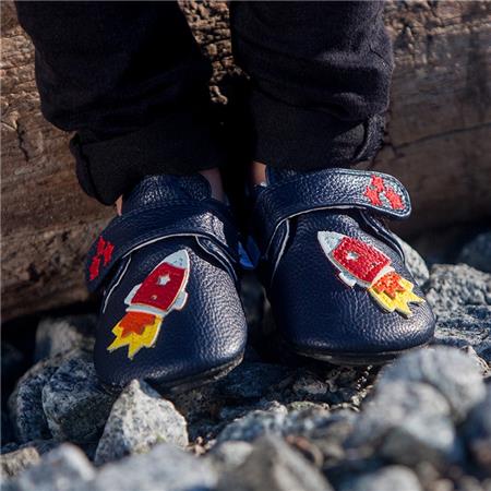 Usnjeni copati Riley Rocket Navy za fantke - Jack & Lily