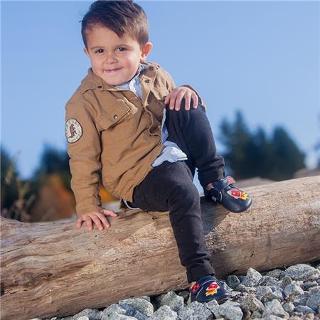 Usnjeni copati Riley Rocket Navy za fantke - Jack & Lily