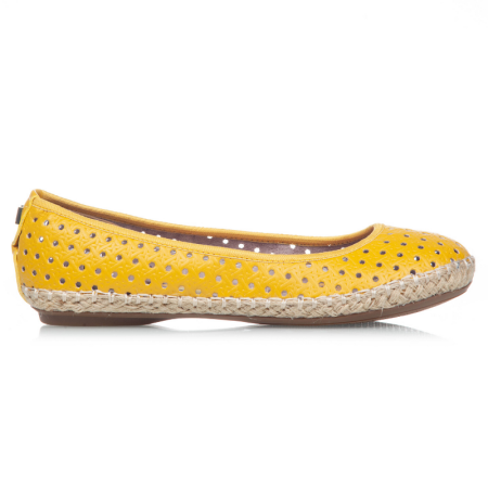 Balerinke za ženske GIGI Mustard Perforated - Butterfly Twists