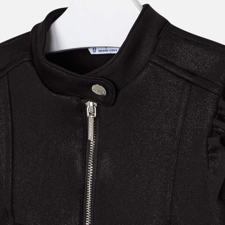 Črna svetlikajoča jakna za punce z detajli - Mayoral