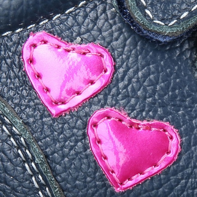 Usnjeni pre-walker čevlji Soft StepZ v Hearts Navy potisku za punčke - Rose et Chocolat