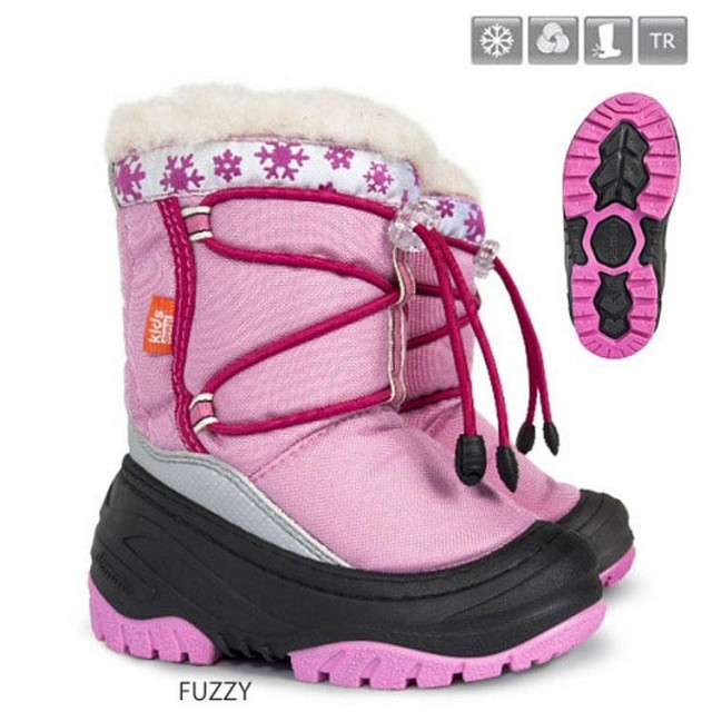 Zimski čevlji s 100% volnenim polnilom Fuzzy v roza barvi za punčke - Demar
