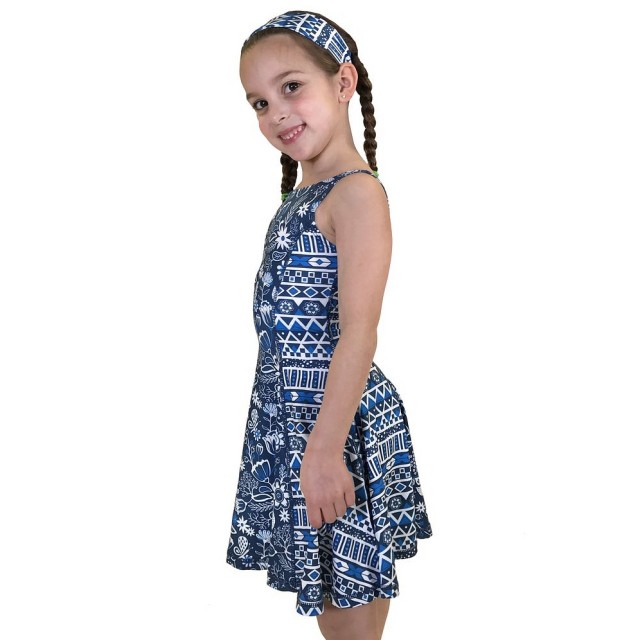 Obleka za punce Flow Dress v potisku Blue - Chooze