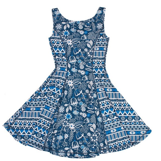 Obleka za punce Flow Dress v potisku Blue - Chooze