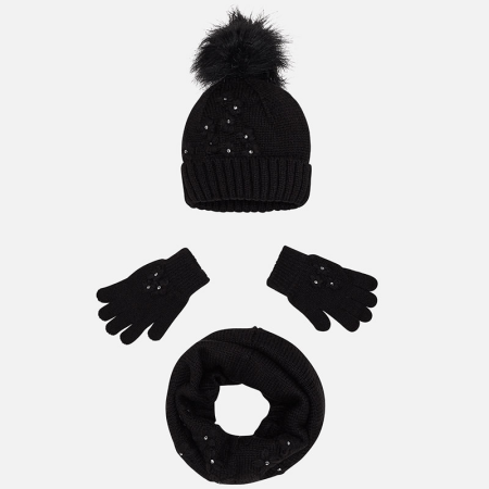 Kapa, šal in rokavice za punce BLACK - Mayoral