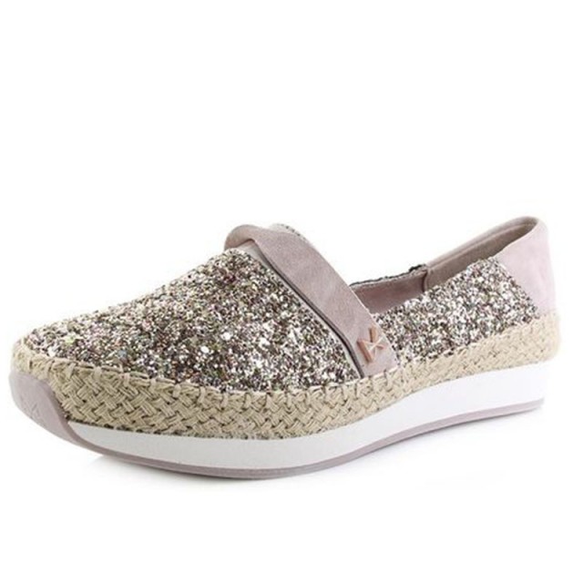 Espadrile s spominsko peno MAYA Rose Gold Glitter - Butterfly Twists