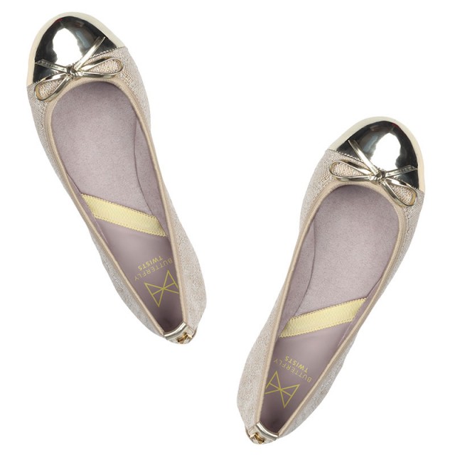 Balerinke s spominsko peno OLIVIA Gold Linen - Butterfly Twists