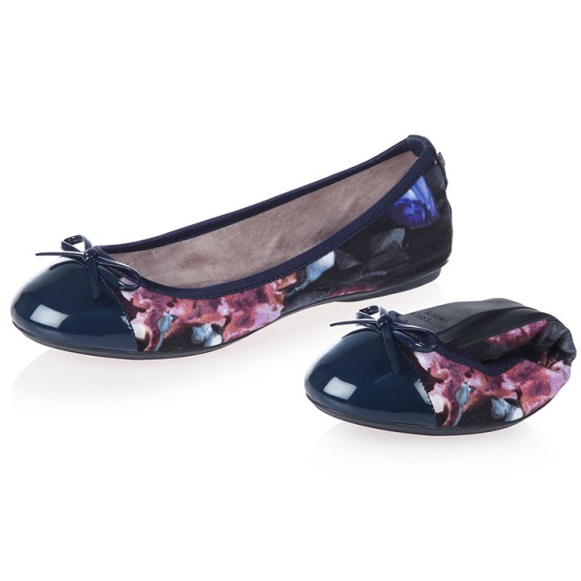 Balerinke za ženske OLIVIA Navy Blurred Floral - Butterfly Twists