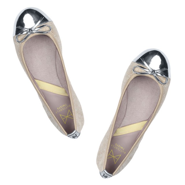 Balerinke s spominsko peno OLIVIA Silver Linen - Butterfly Twists