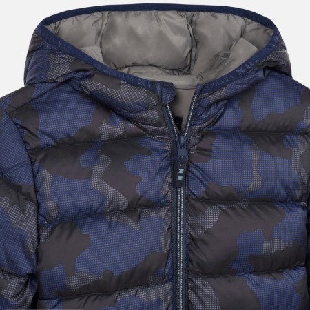 Modra puhasta zimska bunda s kapuco za fante detajli - Mayoral