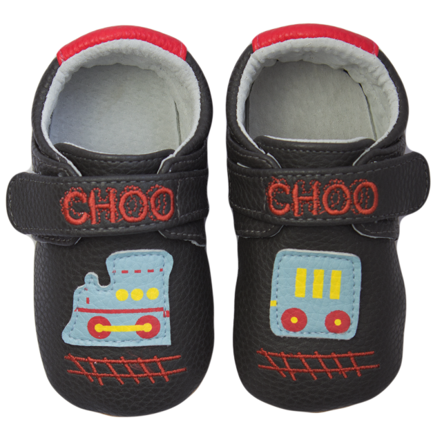 Usnjeni copatki za fantke Choo Choo Grey - Rose 