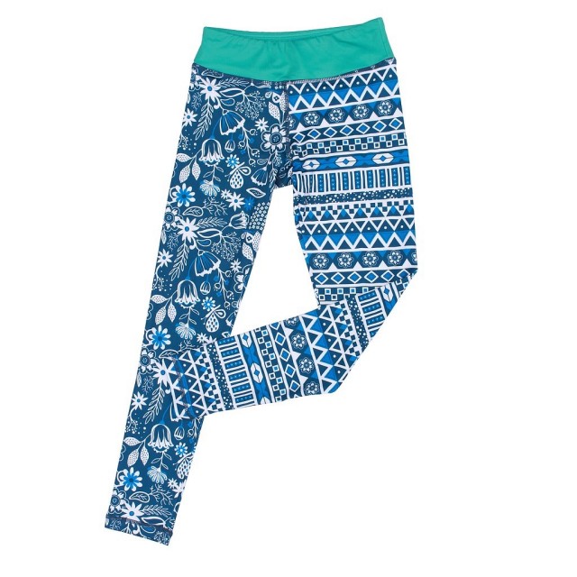 Športne 3/4 legice Croppped Leggings za punce v Amaze Blue potisku - Chooze