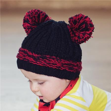 Zimska kapa za otroke Black Double Bobble hat - Blade&Rose