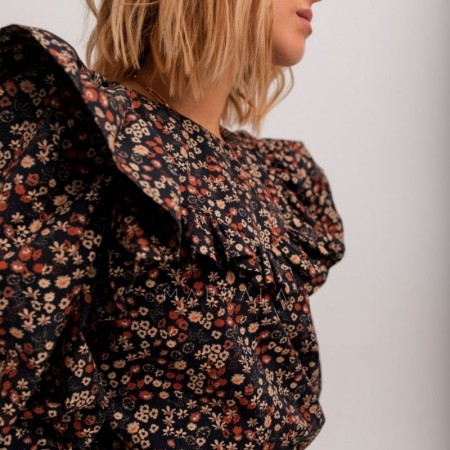 Bluza za ženske Alicante Black floral print - By Marsala