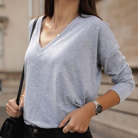 Majica z dolgimi rokavi V - neck Grey - By Marsala