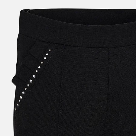 Črne hlače za punce z dekorativnimi elementi- Mayoral