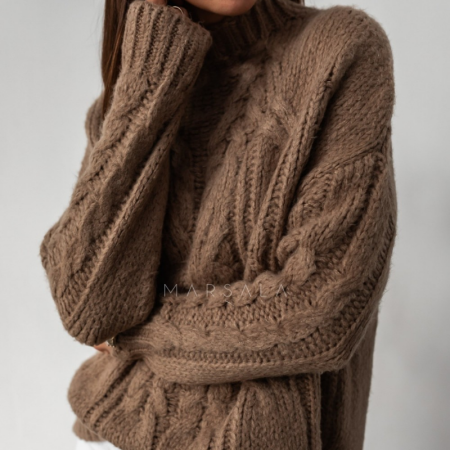 Pleten topel pulover SHANTI Camel - By Marsala