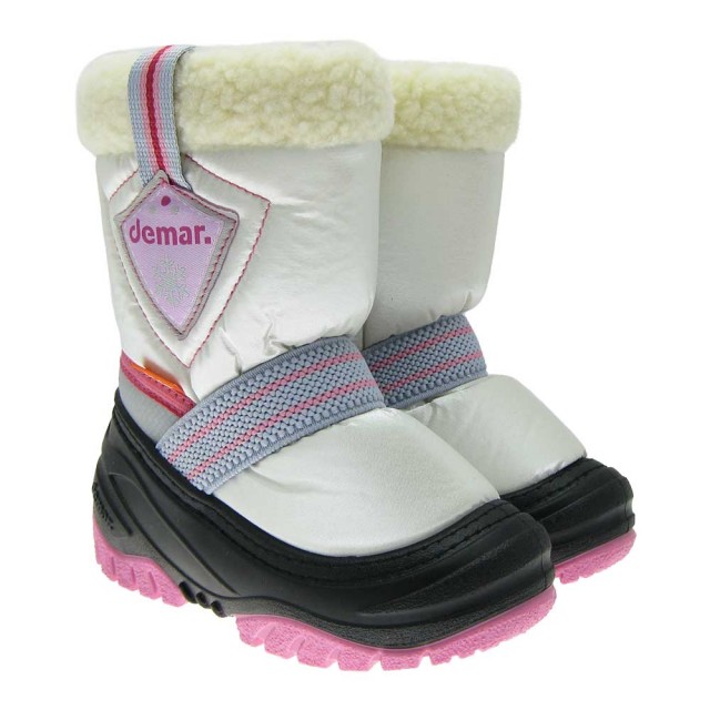 Zimski škornji za deklice Toby v belo-roza kombinaciji - Demar