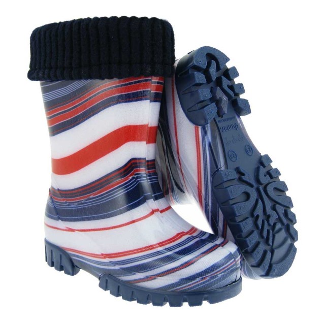 Dežni škornji za punce Stripes s podlogo - Demar