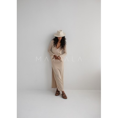 Dolga obleka ROSALLY Gold Beige - By Marsala